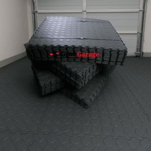 Black interlocking garage floor tiles, 20 SQM pack, non-slip and easy to install.
