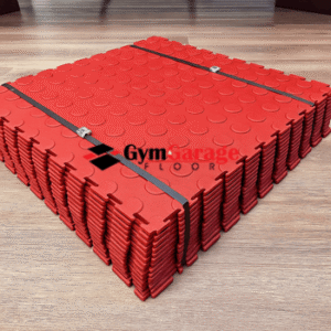 Red garage floor tile set, 5 SQM coverage